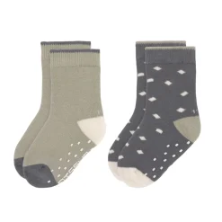 Lässig Kinderkleding^Kindersokjes Anti-Slip Anthracite/Olive Set 2-delig