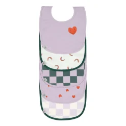 Lässig Kinderkleding^Slabbetjes Happy Rascals Hart Lavendel Set 5-delig
