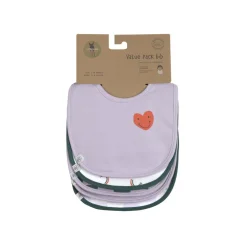 Lässig Kinderkleding^Slabbetjes Happy Rascals Hart Lavendel Set 5-delig