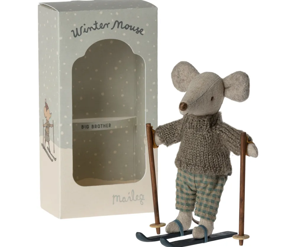 Maileg Muizen^Knuffelmuis Winter met Skiset Big Brother 13cm