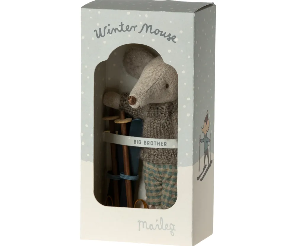Maileg Muizen^Knuffelmuis Winter met Skiset Big Brother 13cm