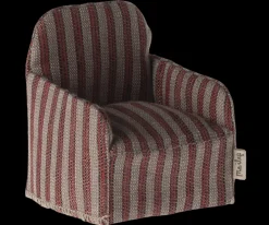Maileg Poppenhuis^Poppenhuis Stoel Rood Gestreept 7.5cm