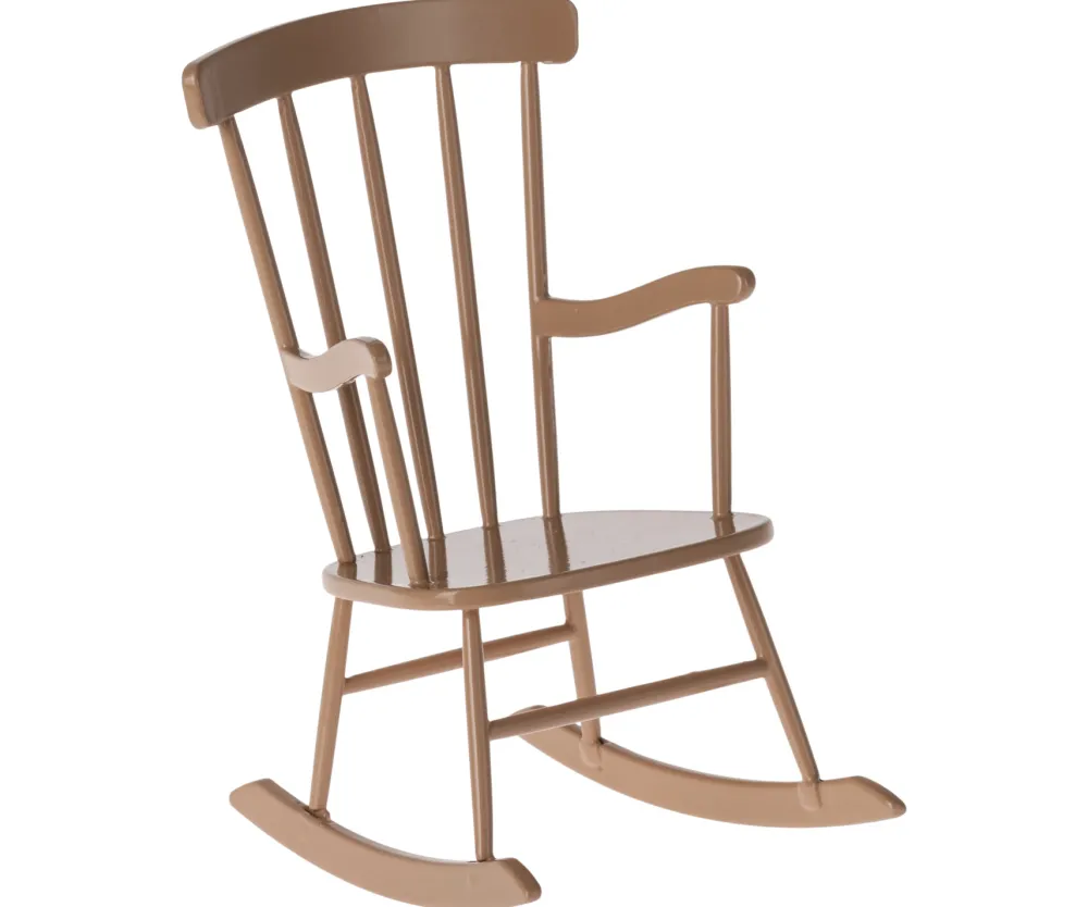 Maileg Poppenhuis^Schommelstoel Rocking Chair Mini Dark Powder