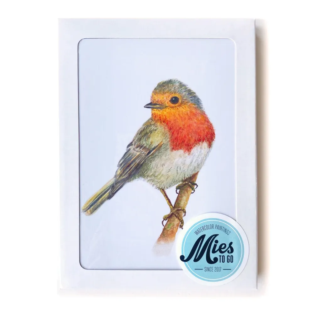 World of Mies Wenskaarten^MiesToGo Wenskaart Roodborstje