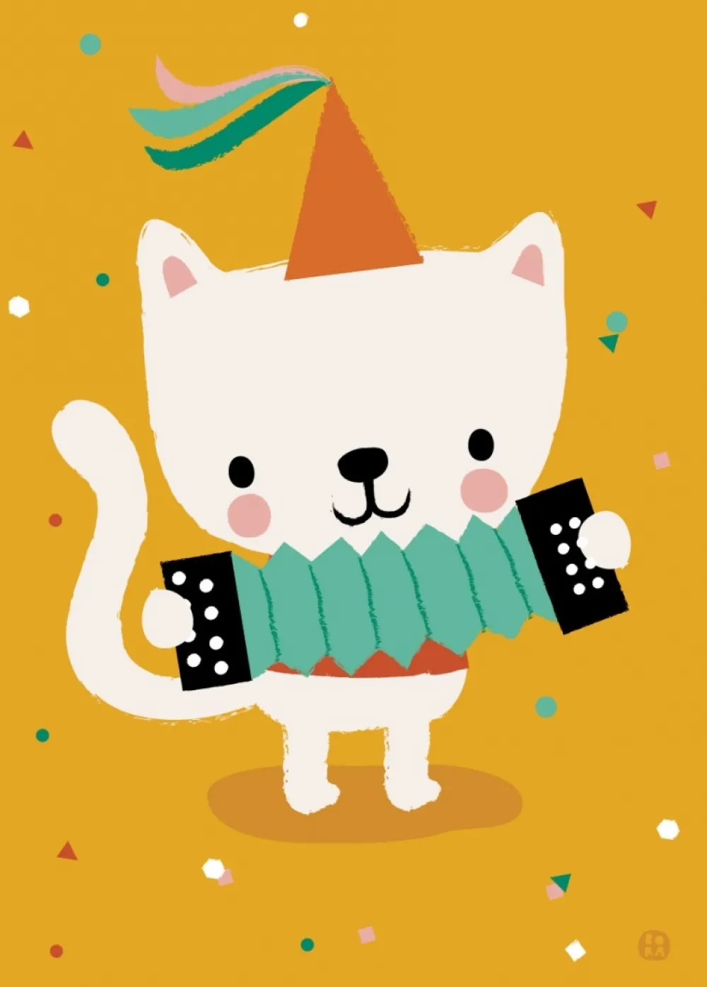 Bora Wenskaarten^Postkaart Harmonica cat