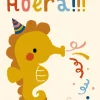 Bora Wenskaarten^Postkaart Hieper de piep hoera (zeepaardje)