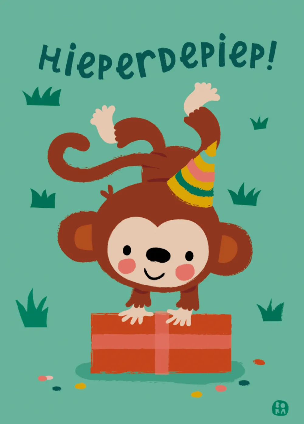 Bora Wenskaarten^Postkaart Jungle Hieperdepiep (aap)