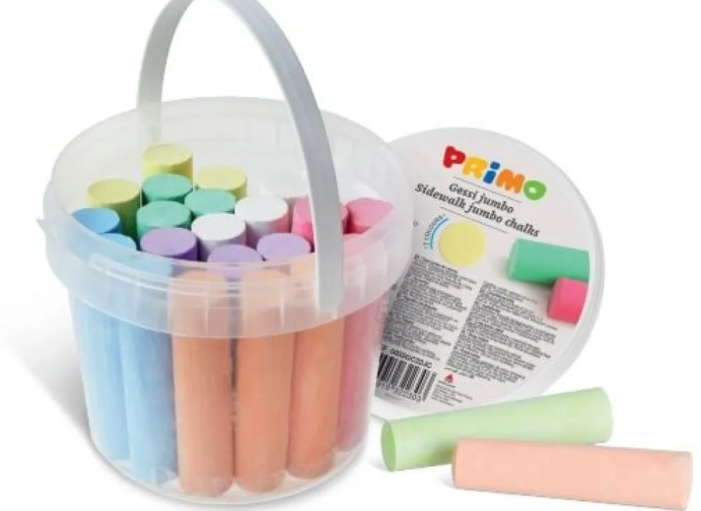 Primo Buitenspeelgoed|Creatief^Jumbo Krijt 18x80mm in emmer set 22-dlg