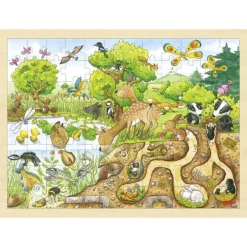GOKI Houten Puzzels^Puzzel Puzzel Ontdekking in de Natuur Hout 96 pcs
