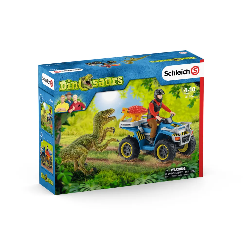Schleich Dinosaurs^Speelset Vlucht van Velociraptor op Quad 41466