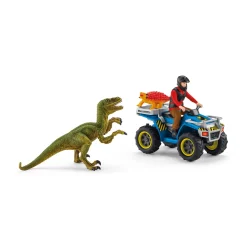 Schleich Dinosaurs^Speelset Vlucht van Velociraptor op Quad 41466