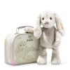 Steiff Steiff^Knuffel Konijn Hoppie in Koffertje lichtgrijs 26 cm
