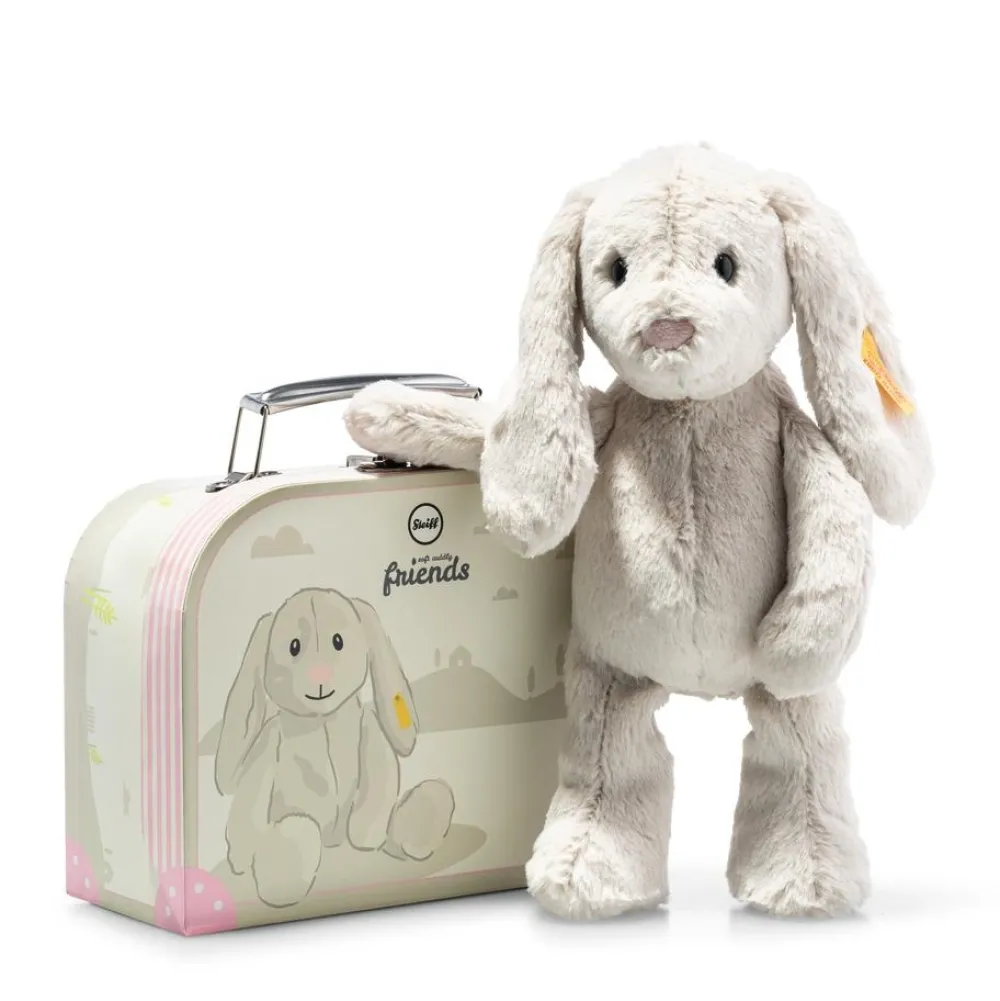 Steiff Steiff^Knuffel Konijn Hoppie in Koffertje lichtgrijs 26 cm