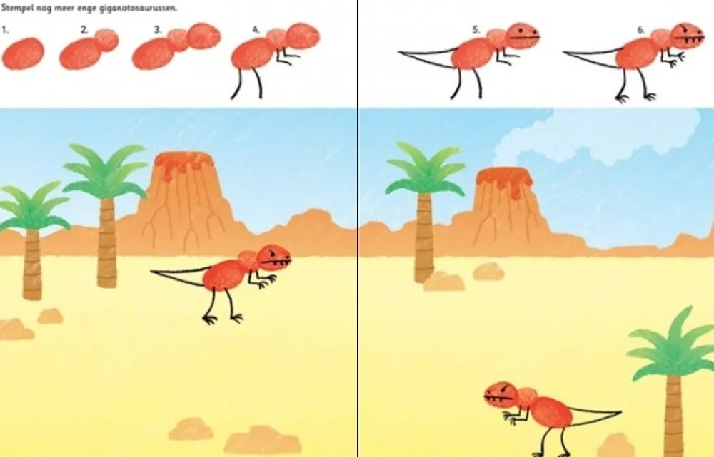 Uitgeverij Usborne Bekijk Alles^Stempelen met je vingers - Dinosaurussen