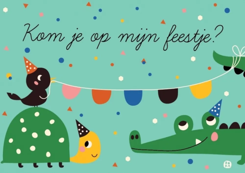 Bora Wenskaarten^Uitnodigingskaart Kroko en Schildpad 6-delig