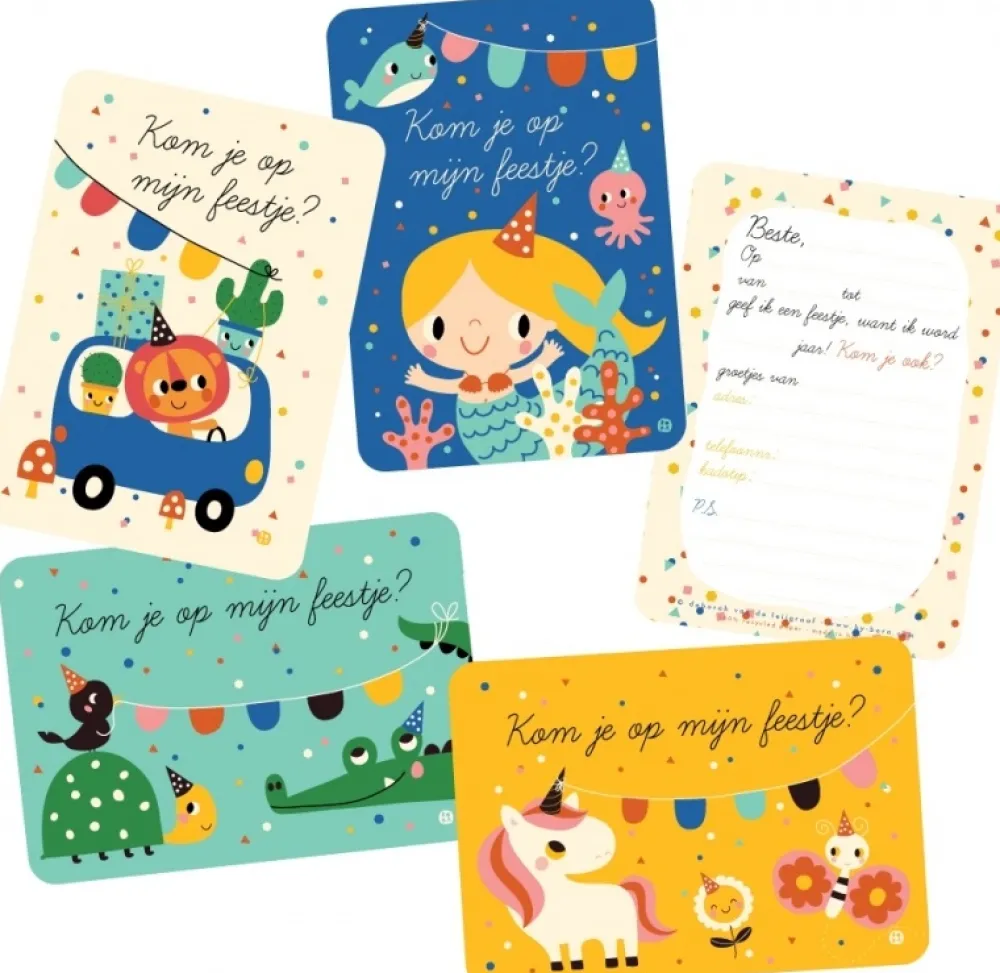 Bora Wenskaarten^Uitnodigingskaart Kroko en Schildpad 6-delig