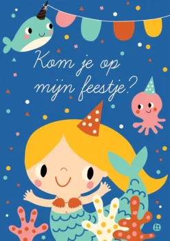 Bora Wenskaarten^Uitnodigingskaart Zeemeermin 6-delig