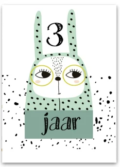 Pepermints Wenskaarten^Wenskaart 3 Jaar Kat