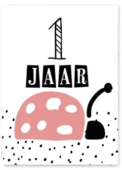 Pepermints Wenskaarten^Wenskaart 1 Jaar Lieveheersbeestje