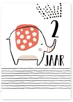 Pepermints Wenskaarten^Wenskaart 2 Jaar Olifant