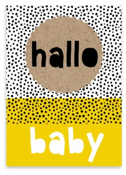 Pepermints Wenskaarten^Wenskaart Hallo baby (geel)