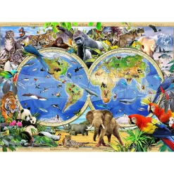 Wooden City Houten Puzzels^Puzzel Hout Animal Kingdom Map 1010pcs