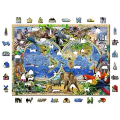 Wooden City Houten Puzzels^Puzzel Hout Animal Kingdom Map 1010pcs