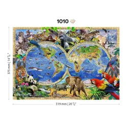 Wooden City Houten Puzzels^Puzzel Hout Animal Kingdom Map 1010pcs
