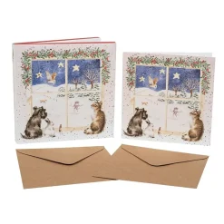 Wrendale Designs Wenskaarten^Kerstkaarten Joy to the world (Christmas Window) Set 8-delig