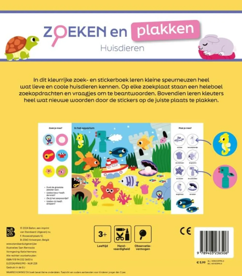 Ballon Kids Educatieve Boeken^Zoeken en plakken Huisdieren